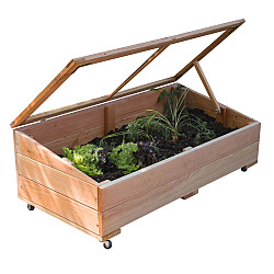 Moestuinbak met deksel op wielen 50x100cm