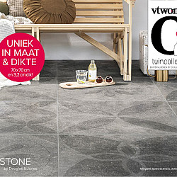 Keramische tegel vtwonen Solostone Decoren Hormigon Butterfly Antra 70x70x3,2cm