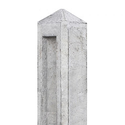 Tuinhek tussenpaal wit/grijs voor 1 glad of motief plaat (met diamantkop) 10x10x104cm
