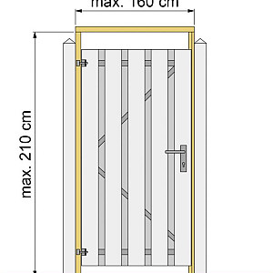 Tuindeurkozijn grenen met aanslaglat max 160cm breed groen geïmpregneerd