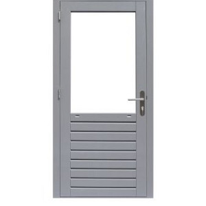 Hardhouten Enkele 1-ruits glasdeur Prestige met dubbelglas rechtsdraaiend 109x221cm grijs gegr