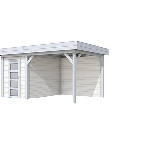 Vuren Topvision Premium Kiekendief 200x300cm en luifel 300cm wanden wit en basis lichtgrijs