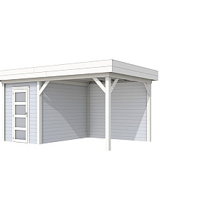 Vuren Topvision Premium Kiekendief 200x300cm en luifel 300cm wanden lichtgrijs en basis wit