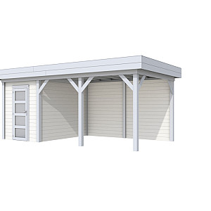 Vuren Topvision Premium Kiekendief 200x300cm en luifel 400cm wanden wit en basis lichtgrijs