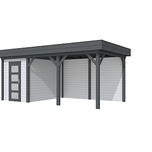 Vuren Topvision Premium Kiekendief 200x300cm en luifel 400cm wanden lichtgrijs en basis antraciet