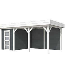 Vuren Topvision Premium Kiekendief 200x300cm en luifel 400cm wanden antraciet en basis wit