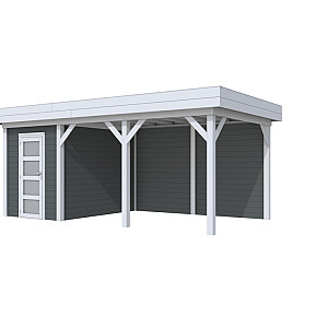 Vuren Topvision Premium Kiekendief 200x300cm en luifel 400cm wanden antraciet en basis lichtgrijs