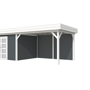 Vuren Topvision Premium Parelhoen 400x300cm en luifel 400cm wanden lichtgrijs en basis antraciet