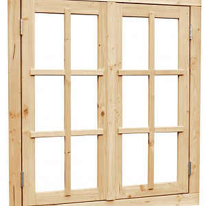 Vuren dubbel uitzetraam met dubbelglas 112x120,5cm onbehandeld