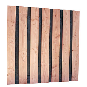 Douglas fijnbezaagd plankenscherm met zwarte binnenkant 15-planks 19mm 180x180cm
