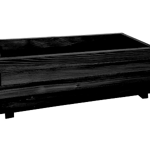 Bloembak rechthoek 32x92x42cm (HxBxD), geïmpregneerd en zwart gedompeld.