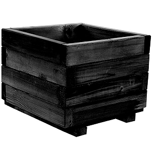 Bloembak vierkant 32x40x40cm (HxBxD), geïmpregneerd en zwart gedompeld.