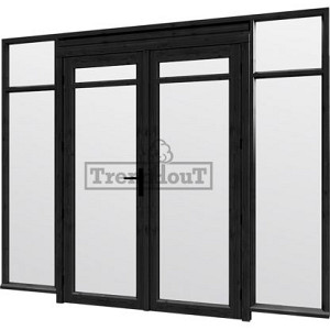 Steel Look raam 2760x2200mm zwart module C-02 met dubbele openslaande deuren