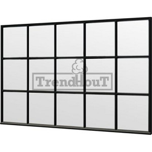 Steel Look raam 3405x2200mm zwart module E-03
