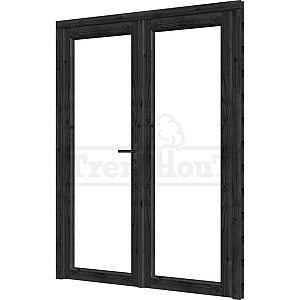 Steel Look deur 01 dubbel DOUGLAS zwart incl. H&S, deur:750x2060mm+kozijn:1636x2136mm