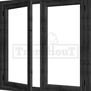 Steel Look vleugelraam 01 dubbel DOUGLAS zwart, 2x raam:674x1296mm+kozijn:1515x1430mm