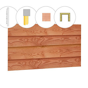 Zweeds Rabat douglas enkelzijdige wand C t.b.v. dubbele deur 278,5x224cm onbehandeld