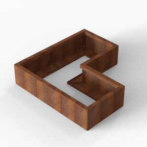 Bloembak Module+ L-vorm 60x120x120x28cm | Corten