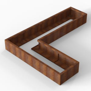 Bloembak Module+ L-vorm 60x240x180x28cm | Corten