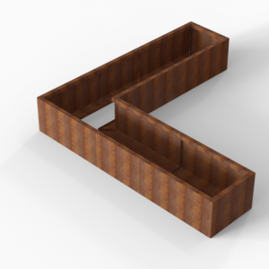 Bloembak Module+ L-vorm 60x240x240x42cm | Corten