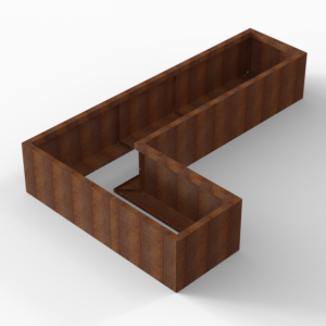 Bloembak Module+ L-vorm 60x240x150x42cm | Corten
