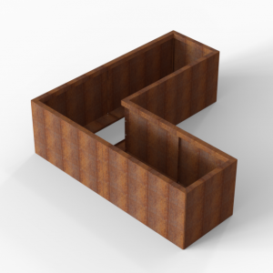 Bloembak Module+ L-vorm 60x180x180x56cm | Corten