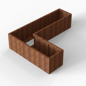 Bloembak Module+ L-vorm 60x240x180x56cm | Corten