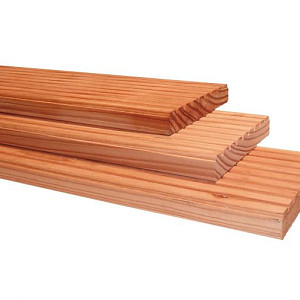Douglas enkelzijdig geprofileerd dekdeel, 2,5x14,5x400cm kleurloos geïmpregneerd