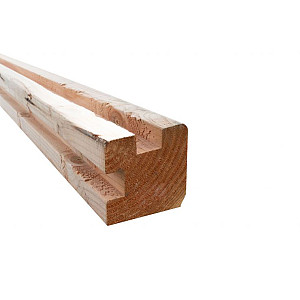 Douglas sleufpaal 9,5x9,5x300cm tbv 28 mm profielplanken, hoekpaal, onbehandeld