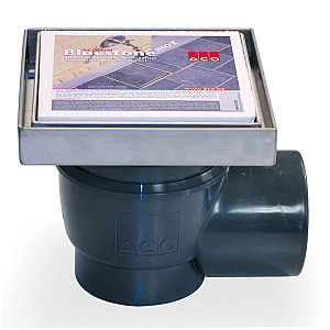 ACO Vloerput Stone RVS 200x200 incl stankslot, zij-uitlaat 110mm