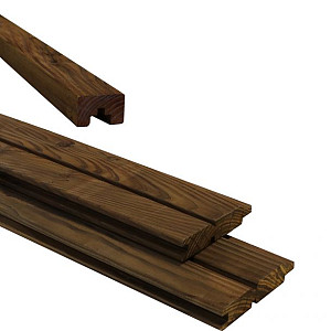 Bouwpakket Plankenscherm 2 zijdig dubbel rhombus profiel 187x224cm bruin geimpregneerd