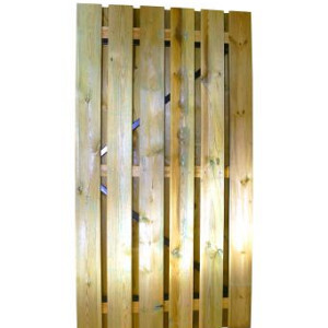 Grenen geschaafde plankendeur op verstelbaar zwart stalen frame 100 x 195 cm, recht, groen geïmpregn