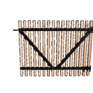 Douglas lattenpoort met zwart gespoten liggers, 100 x 80 cm, onbehandeld.