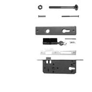 Aluminium deurklink met langschild cilinderslot en duimen tbv deuren op stalen frame