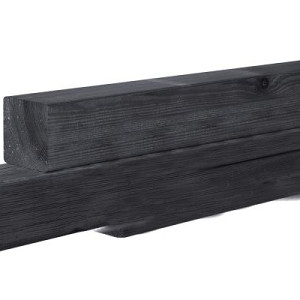 Grenen geschaafde Paal 8,8x8,8x270cm zonder diamantkop geïmpregneerd en zwart gedompeld