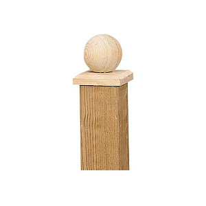 Paalornament bol op plaat 8x8cm hout