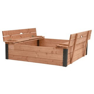 Zandbak Roy met deksel/zitbank 120x120x30cm - Douglas