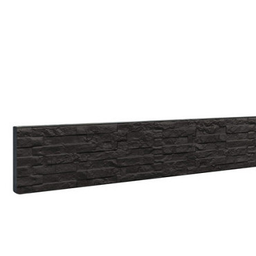 Beton onderplaat dubbelzijdig leisteenmotief 36x3,5x184cm antraciet gecoat