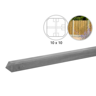 Betonpaal glad met diamantkop 10x10x280cm grijs ongecoat T-paal