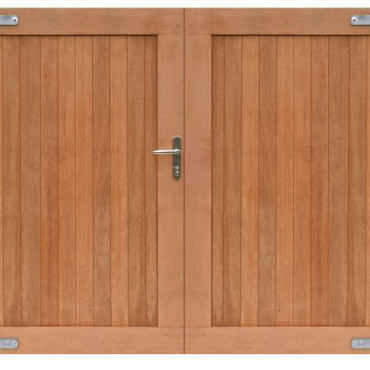 Hardhouten dubbele toegangspoort verticaal 300x180cm incl beslag