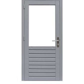 Hardhouten Enkele 1-ruits glasdeur Prestige met dubbelglas rechtsdraaiend 109x221cm grijs gegr