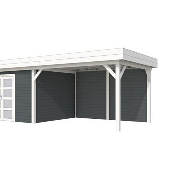 Vuren Topvision Premium Parelhoen 400x300cm en luifel 400cm wanden antraciet en basis wit