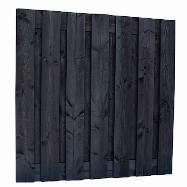 Douglas fijnbezaagd plankenscherm 15-planks 19mm 180x180cm zwart gedompeld