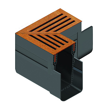 ACO SlimLine hoekstuk incl. Corten rooster