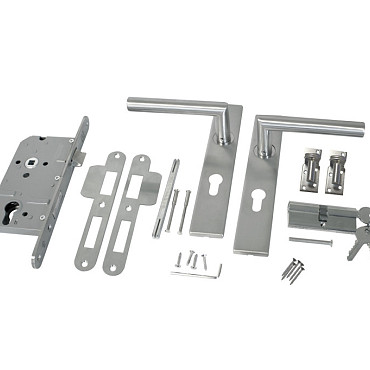 RVS luxe deurbeslagset SKG keurmerk met slotkast cilinder en slot Incl duimen