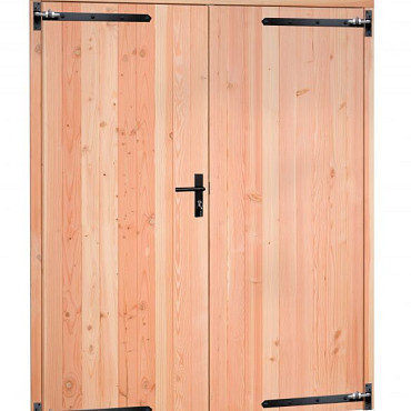 Douglas Dubbele dichte deur met zwart beslag inclusief kozijn 168x201cm onbehandeld