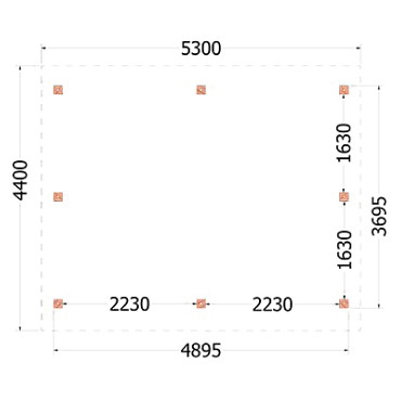 Kapschuur de Hoeve XL 5300x4400x3750mm (bxdxh)