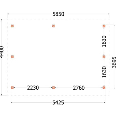 Kapschuur de Hoeve XL 5850x4400x3750mm (bxdxh) links