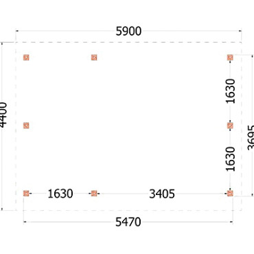 Kapschuur de Hoeve XL 5900x4400x3750mm (bxdxh) links