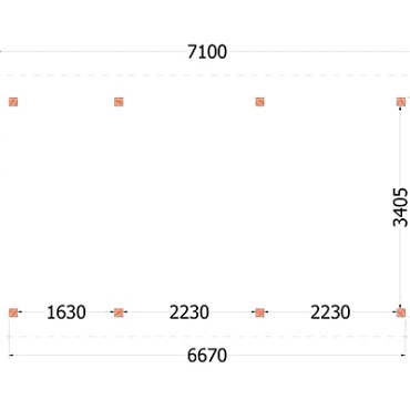 Buitenverblijf Zadeldak XL 7100x4400x4250mm (bxdxh)